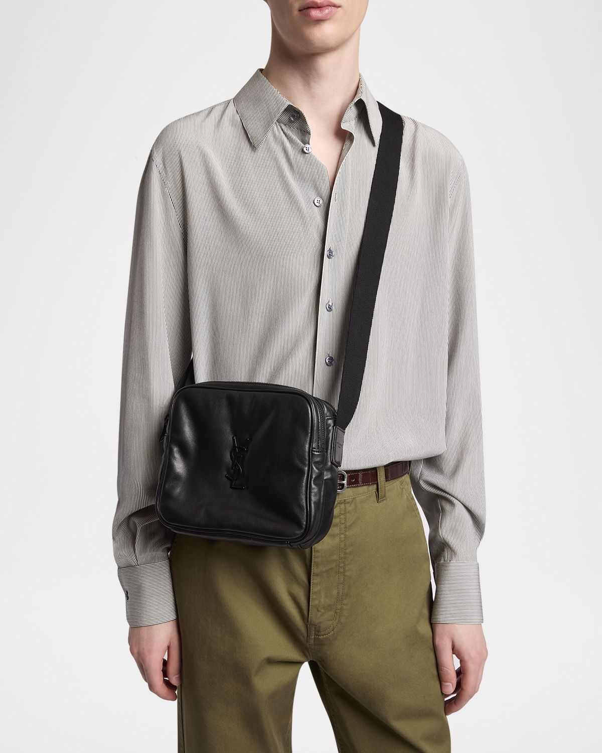 Saint Laurent Men's Niki YSL Cube Camera Bag in Leather