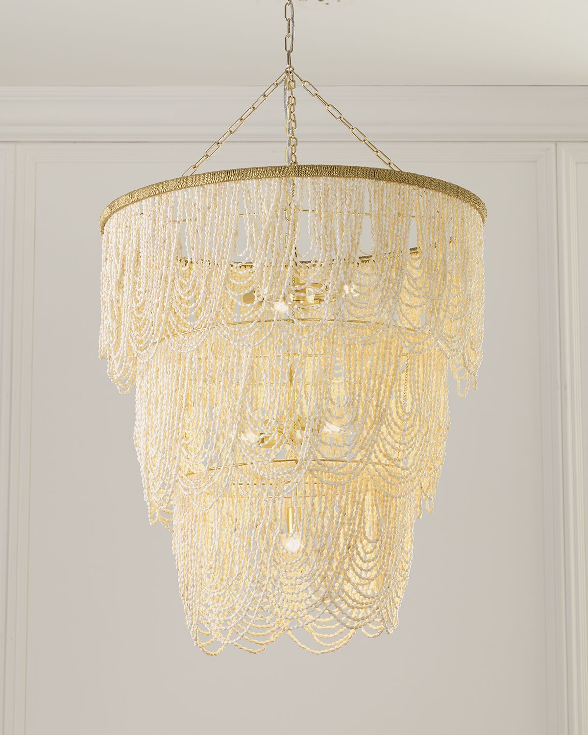 Neiman Marcus Draped 34" 4-Light Palay Shell Chandelier | Thumbnail 5