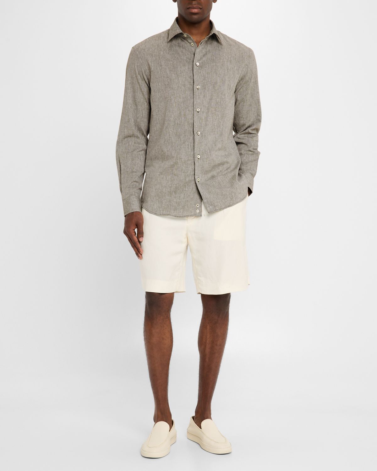Emporio Armani Men 's Linen and Cotton Diamond-Print Sport Shirt | Thumbnail 5 Emporio Armani Men 's Linen and Cotton Diamond-Print Sport Shirt | Thumbnail 5