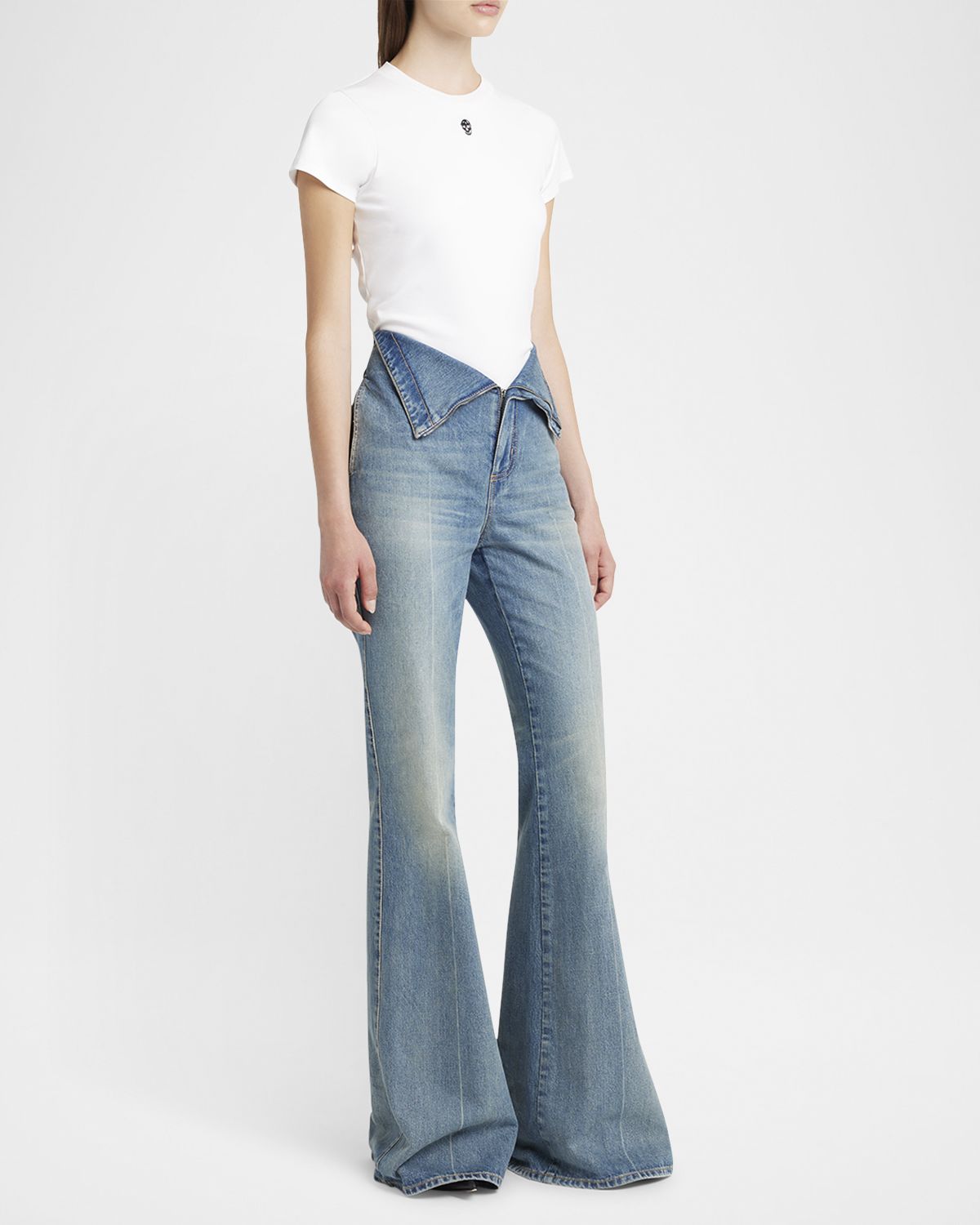 McQueen Skull Embroidered Short-Sleeve T-Shirt