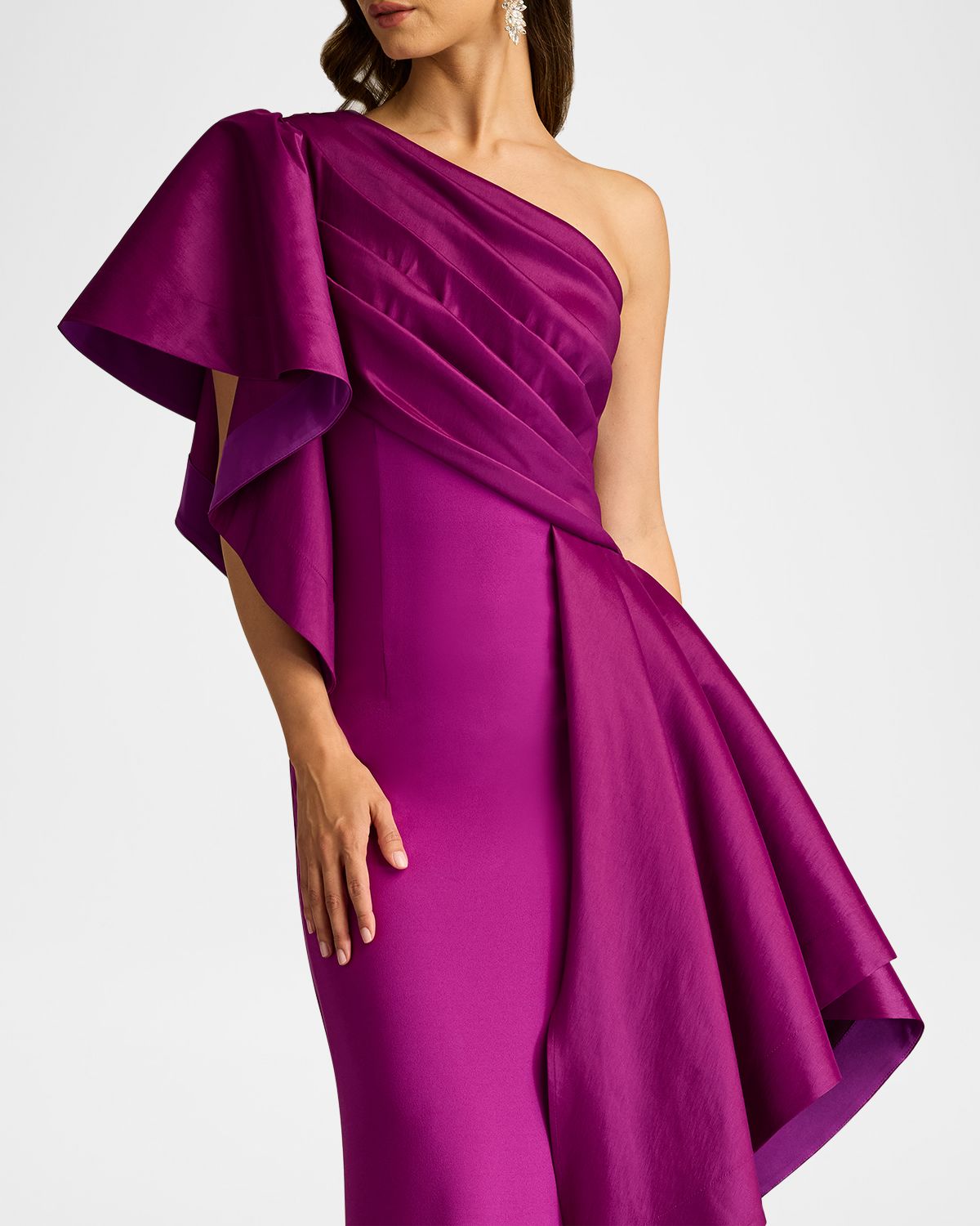 Tadashi Shoji Draped One-Shoulder Taffeta Crepe Gown | Thumbnail 4