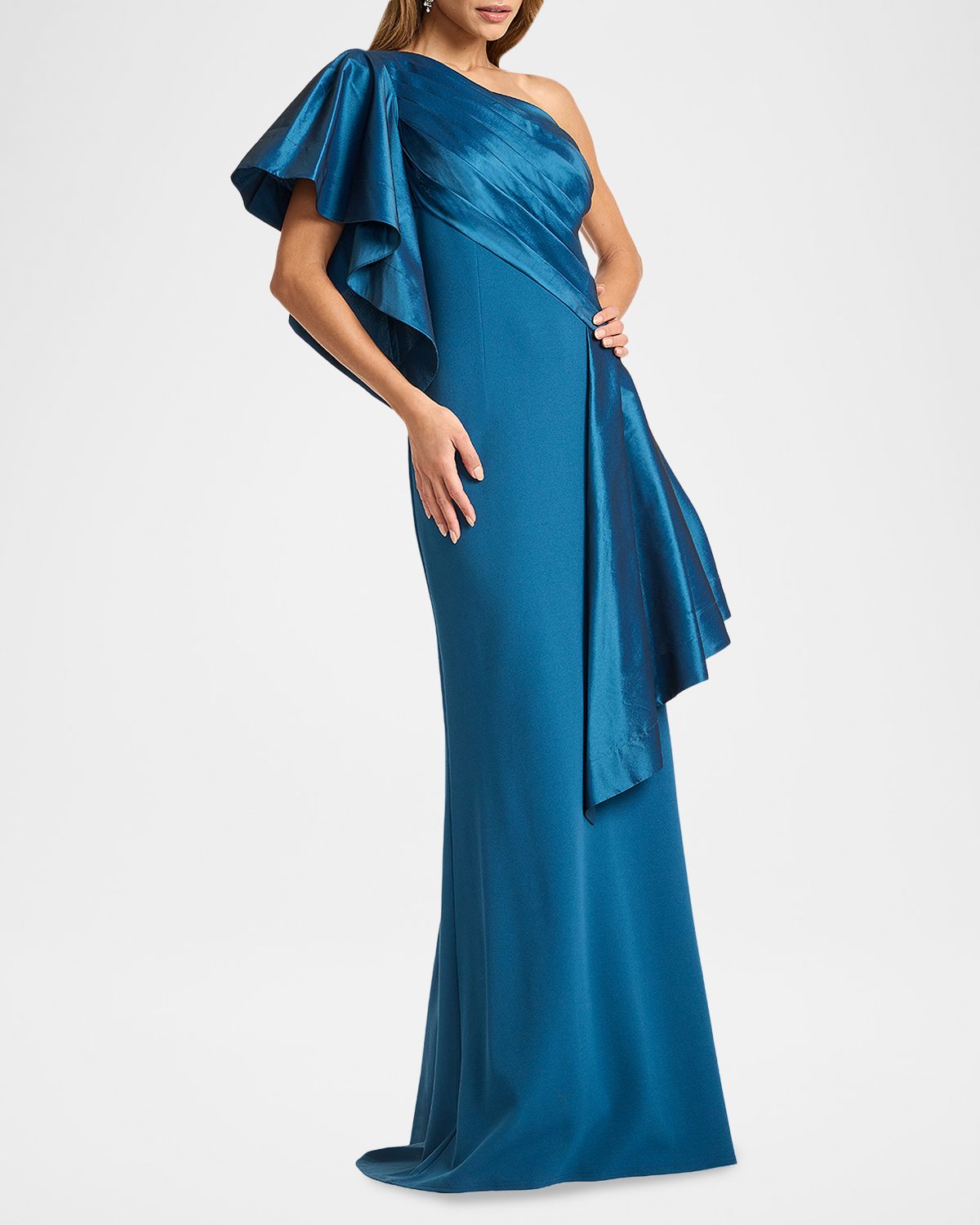 Tadashi Shoji Draped One-Shoulder Taffeta Crepe Gown | Thumbnail 5