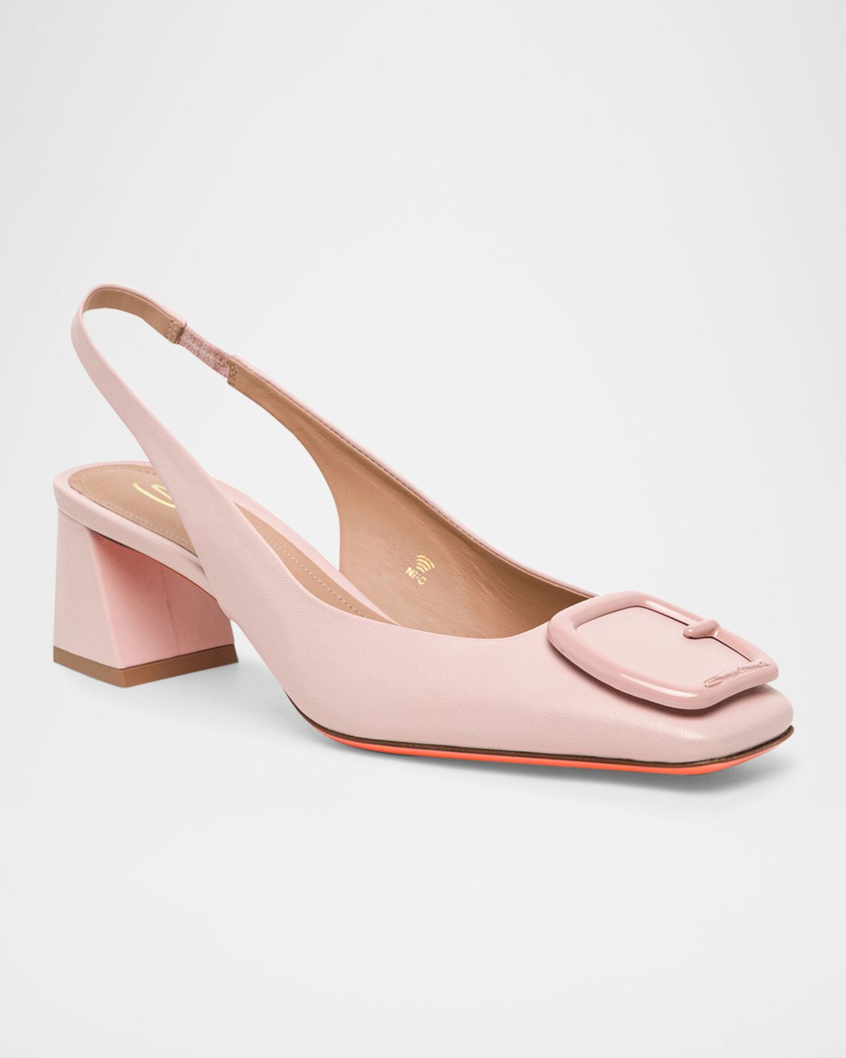 Santoni Lemon Leather Buckle Slingback Pumps