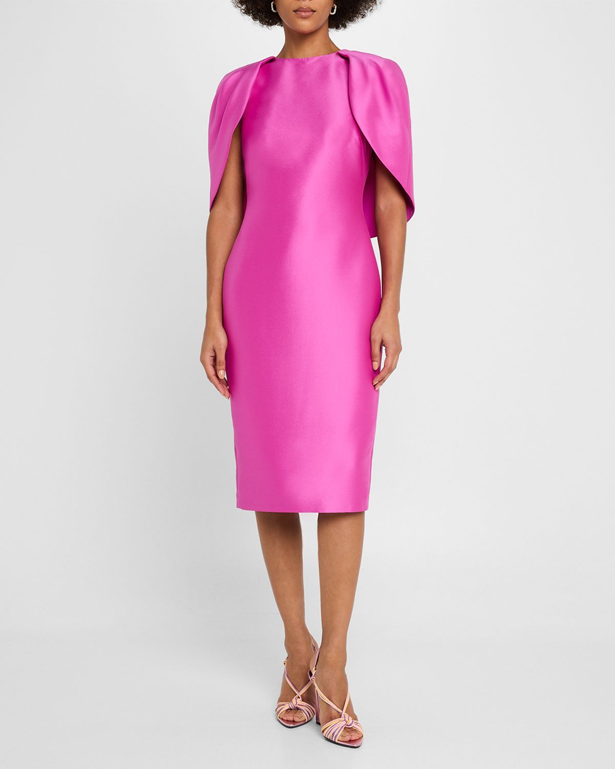 Badgley Mischka Collection Mikado Cape Sheath Dress