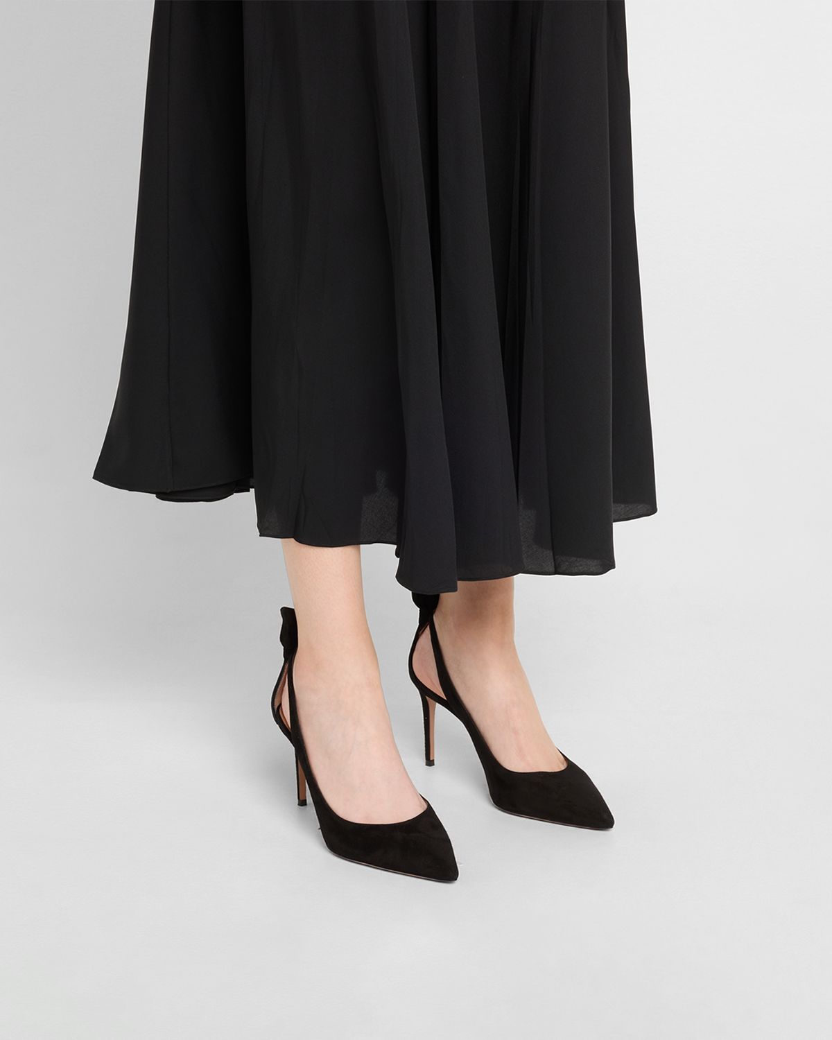 Aquazzura Suede Bow Stiletto Pumps