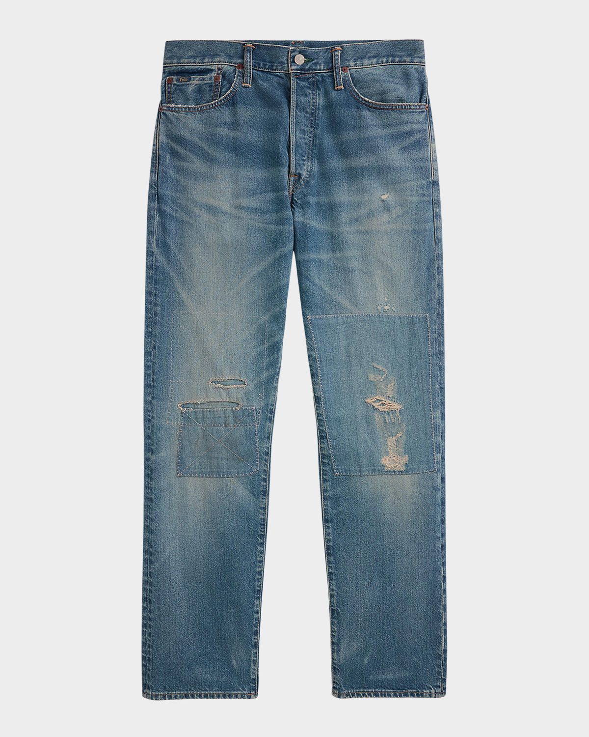Polo Ralph Lauren Mens Heritage Straight-Leg Distressed Jeans