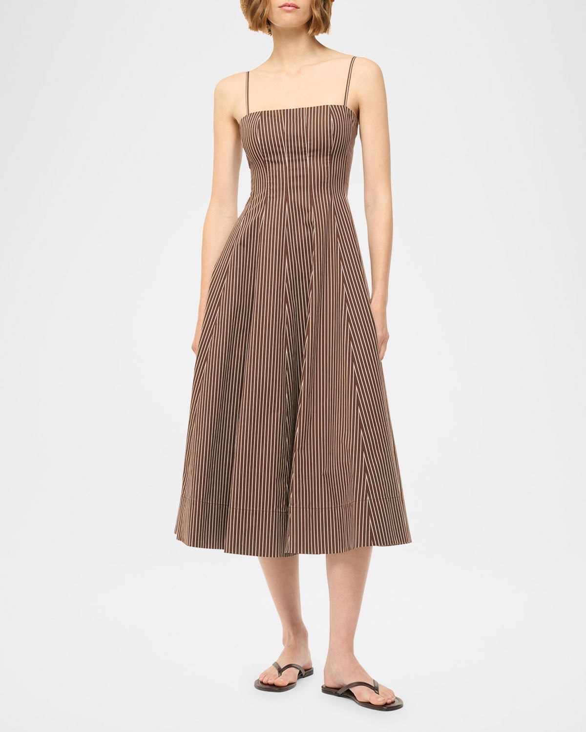 STAUD Wylie Striped Midi Dress