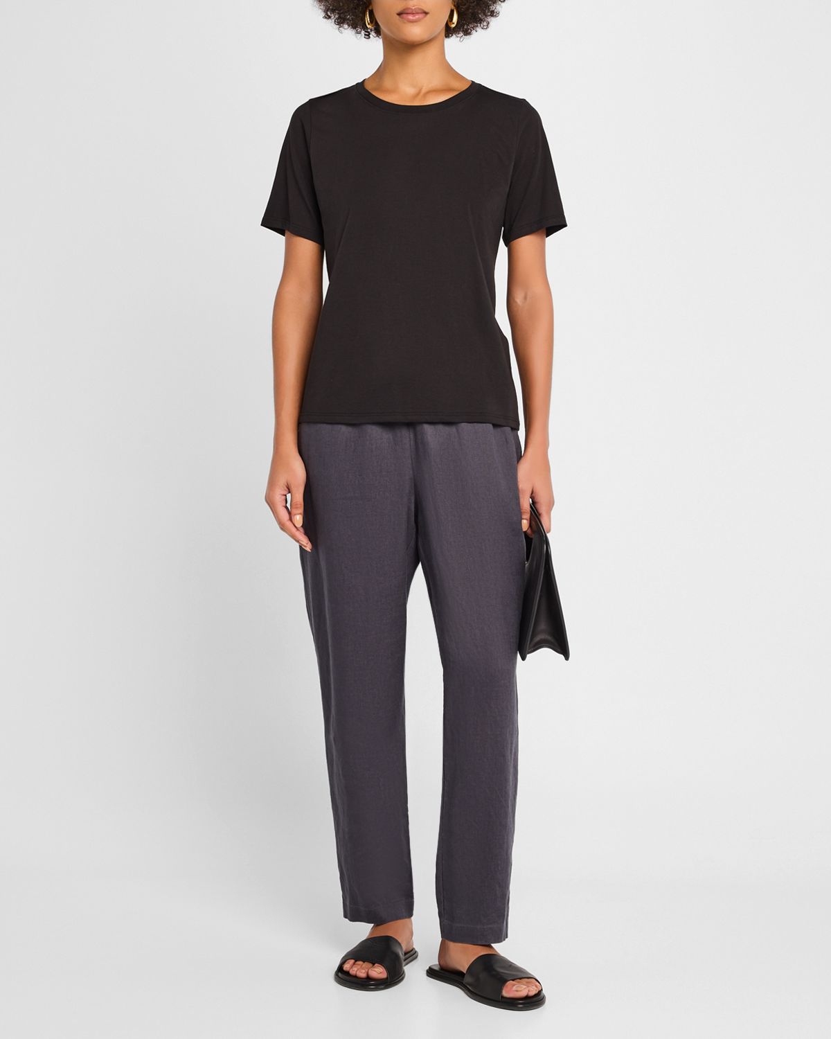 Eileen Fisher Crewneck Organic Cotton Jersey Tee