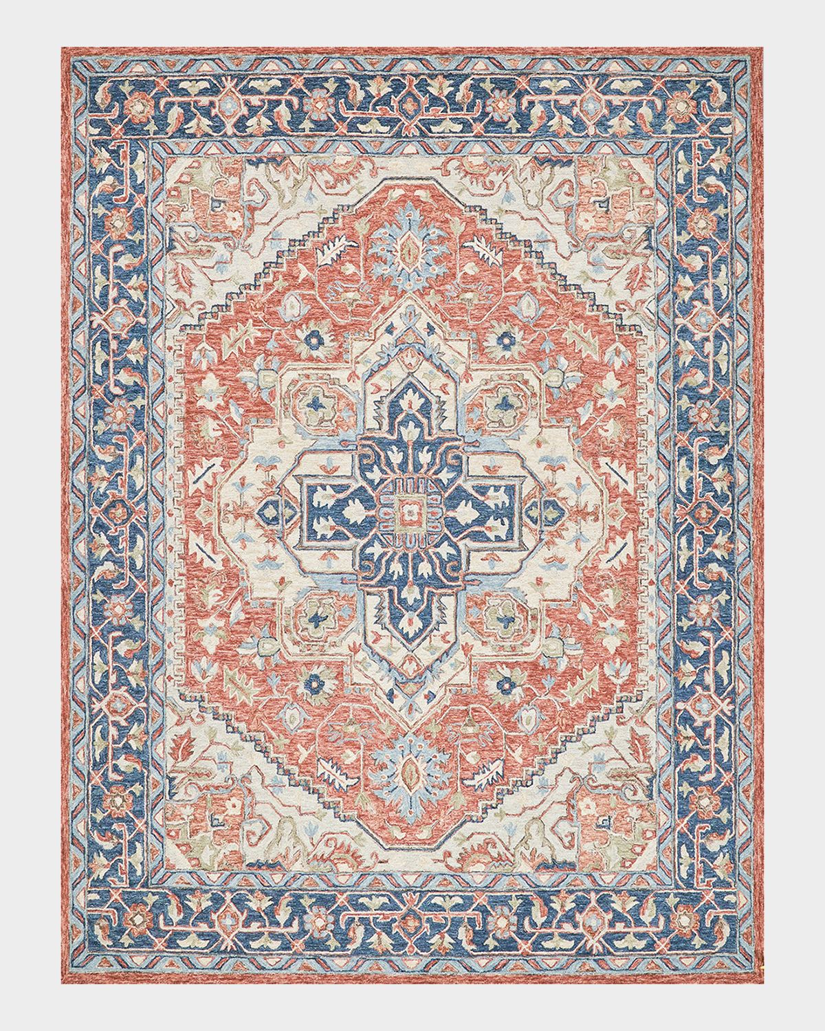 Exquisite Rugs Richmond Serapi Hand-Tufted Red/Blue Rug | Thumbnail 8