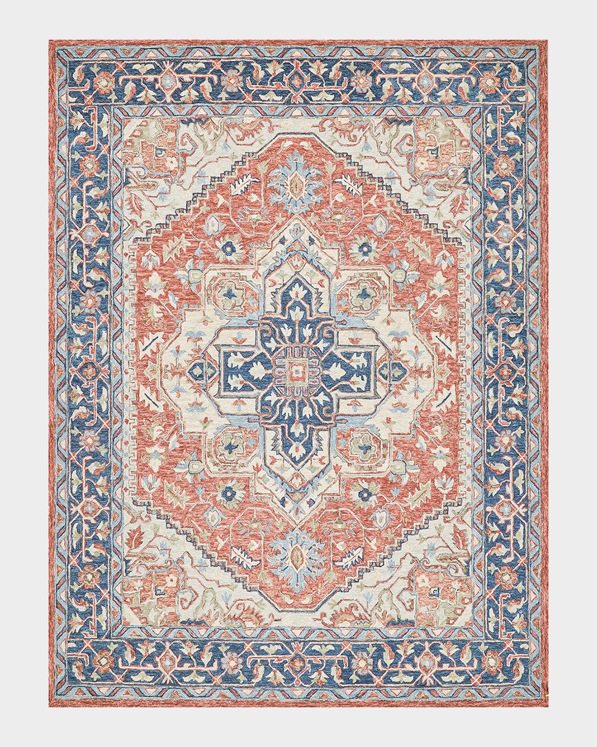 Exquisite Rugs Richmond Serapi Hand-Tufted Red/Blue Rug | Thumbnail 8