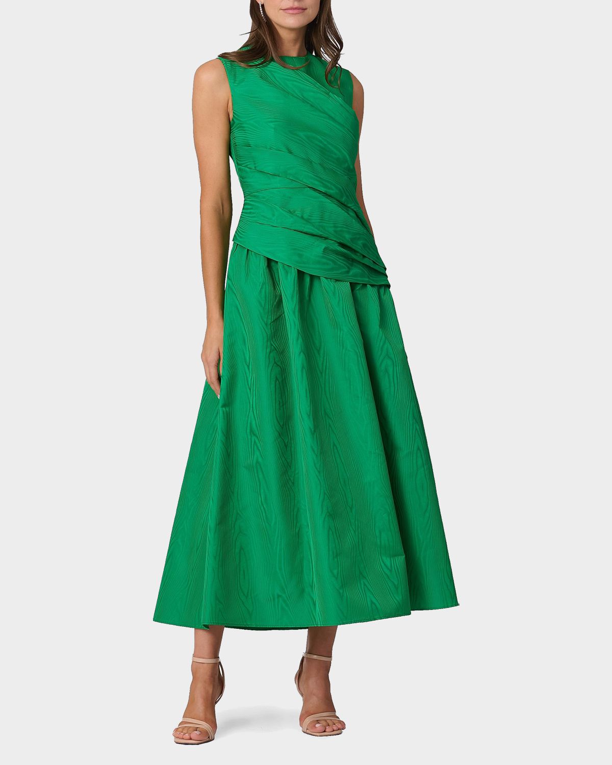 Shoshanna Gabriele Pleated Swirl-Print Midi Dress