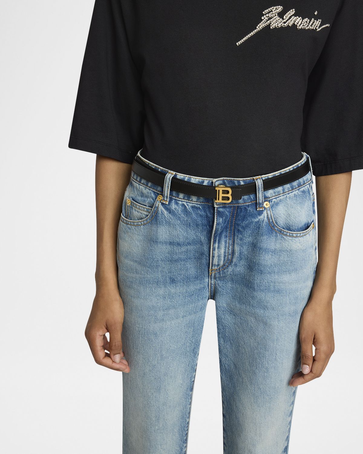 Balmain B-Monogram Calfskin Medium Leather Belt