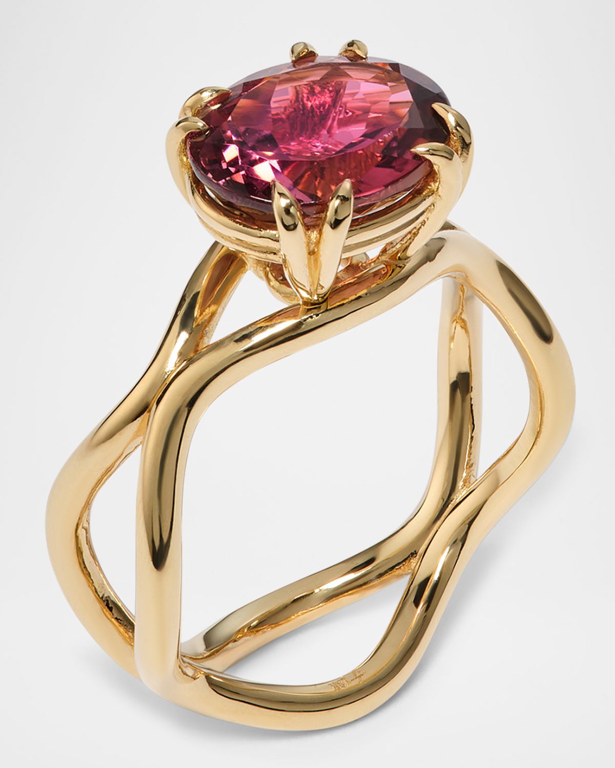 Jamie Turner 18K Yellow Gold Rose Ring with Rubellite