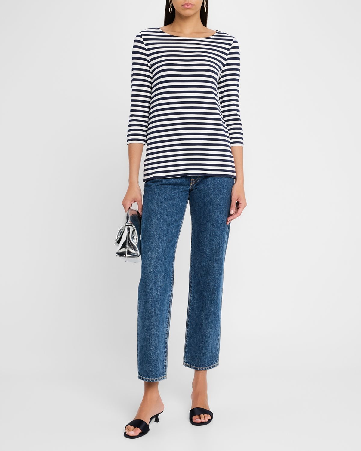 Majestic Filatures Soft Touch Boatneck Striped Jersey T-Shirt