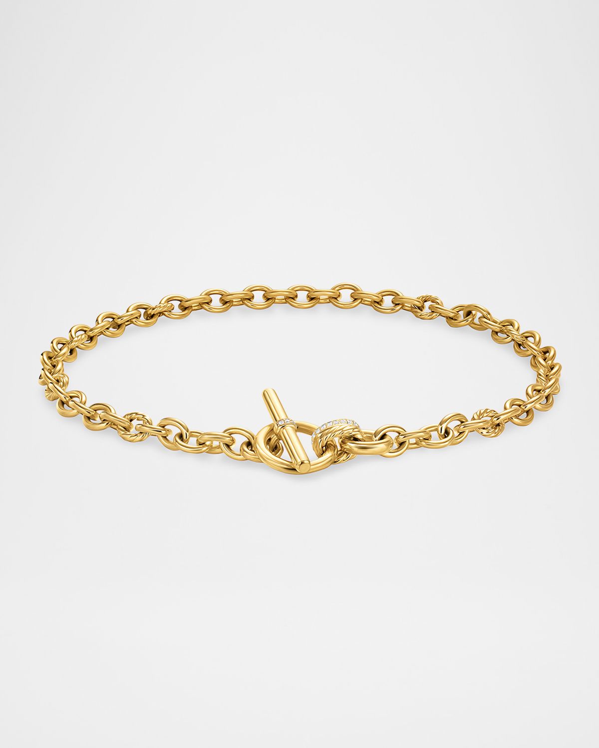 David Yurman DY Mercer Single-Row Toggle Necklace with Diamonds in 18K Gold, 8-12.5mm