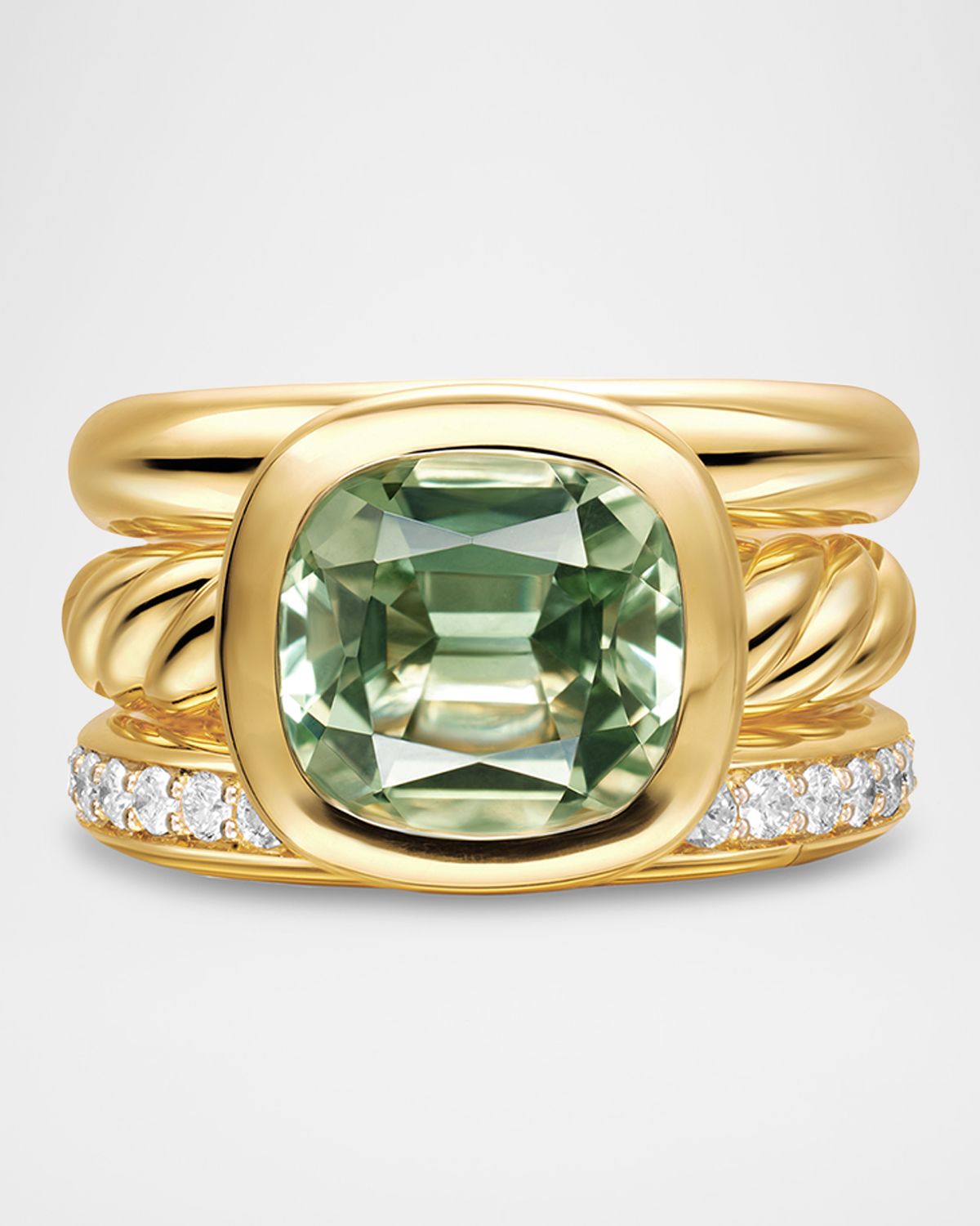 David Yurman DY Mercer 3 Row Stone Ring with Diamonds in 18K Gold