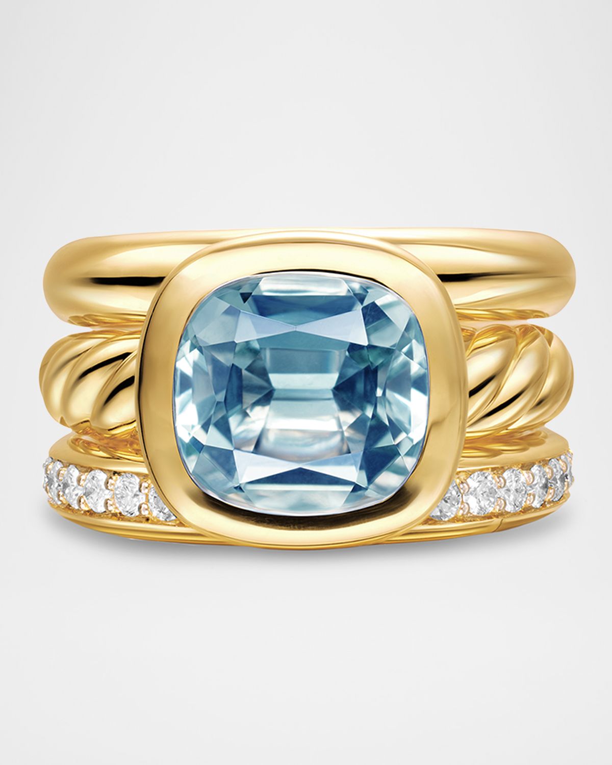 David Yurman DY Mercer 3 Row Stone Ring with Diamonds in 18K Gold