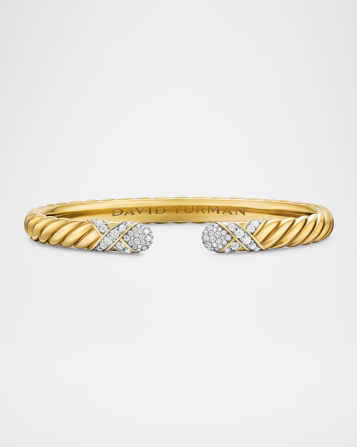 David Yurman Sculpted Cable X Bracelet with Diamonds in 18K Gold