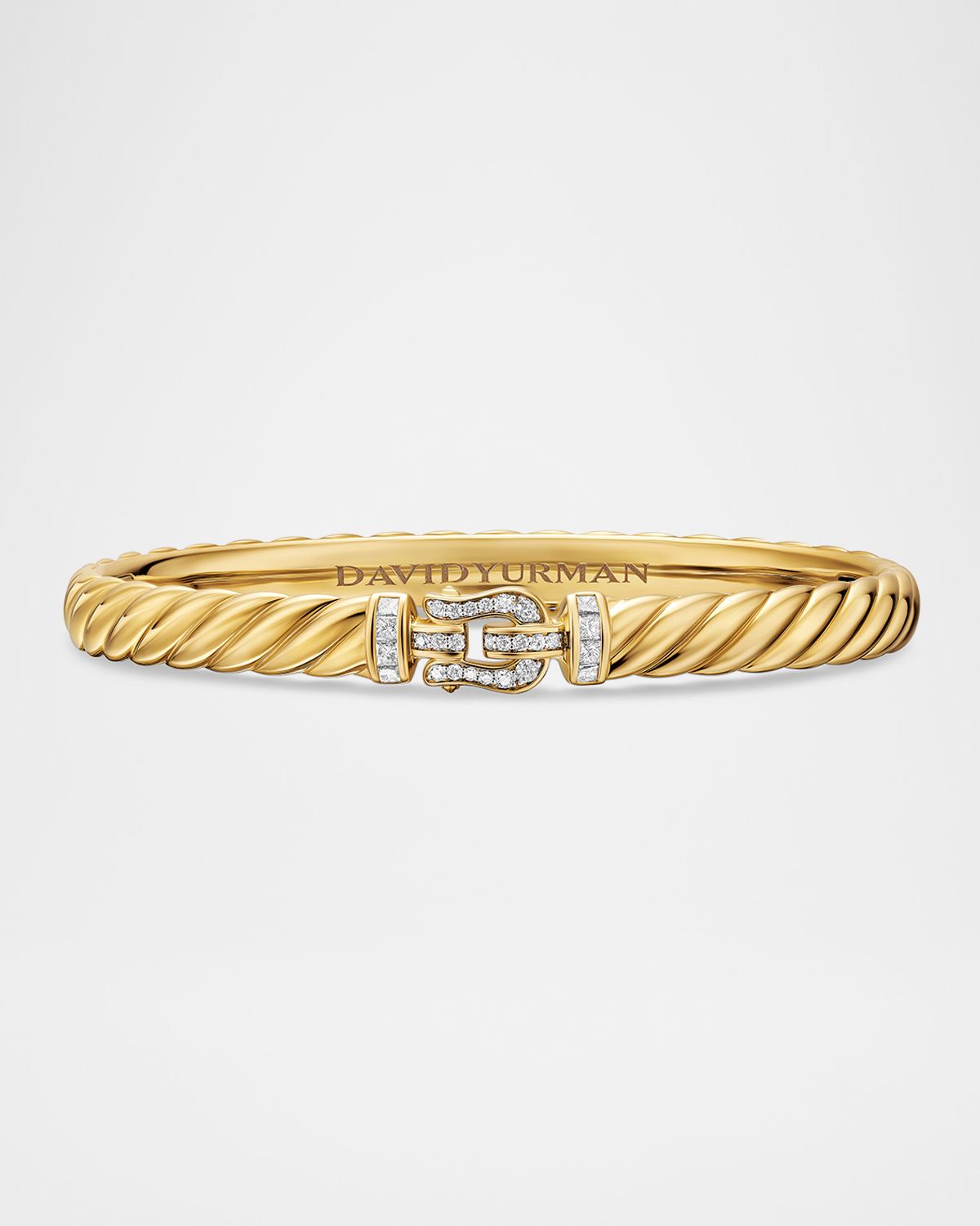 David Yurman Sculpted Cable Buckle Bracelet with Diamonds in 18K Gold