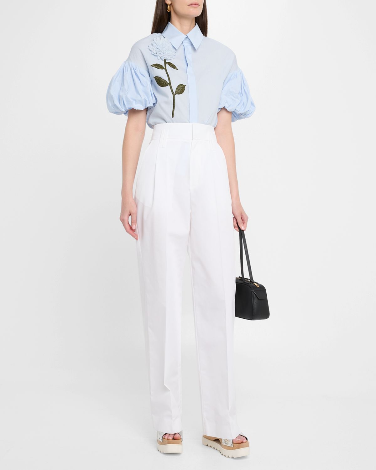 Dice Kayek High-Rise Cotton Gabardine Wide-Leg Pants