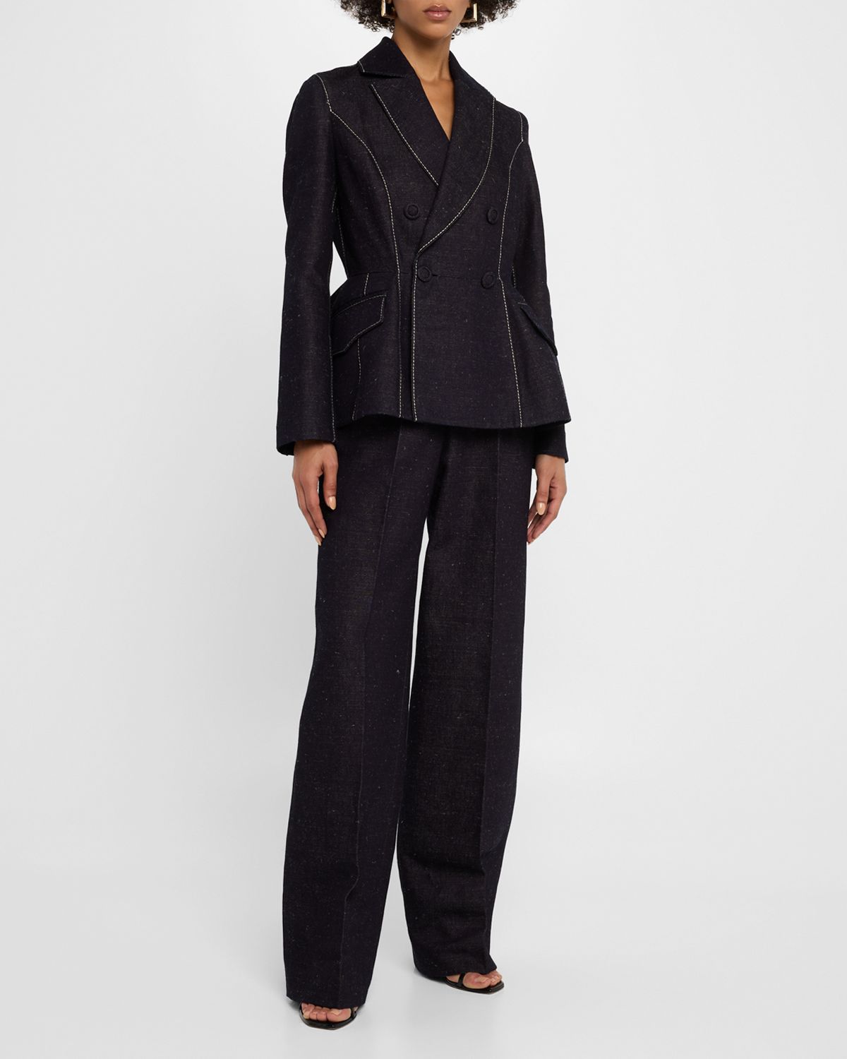 Dice Kayek Pleated Wide-Leg Denim Pants