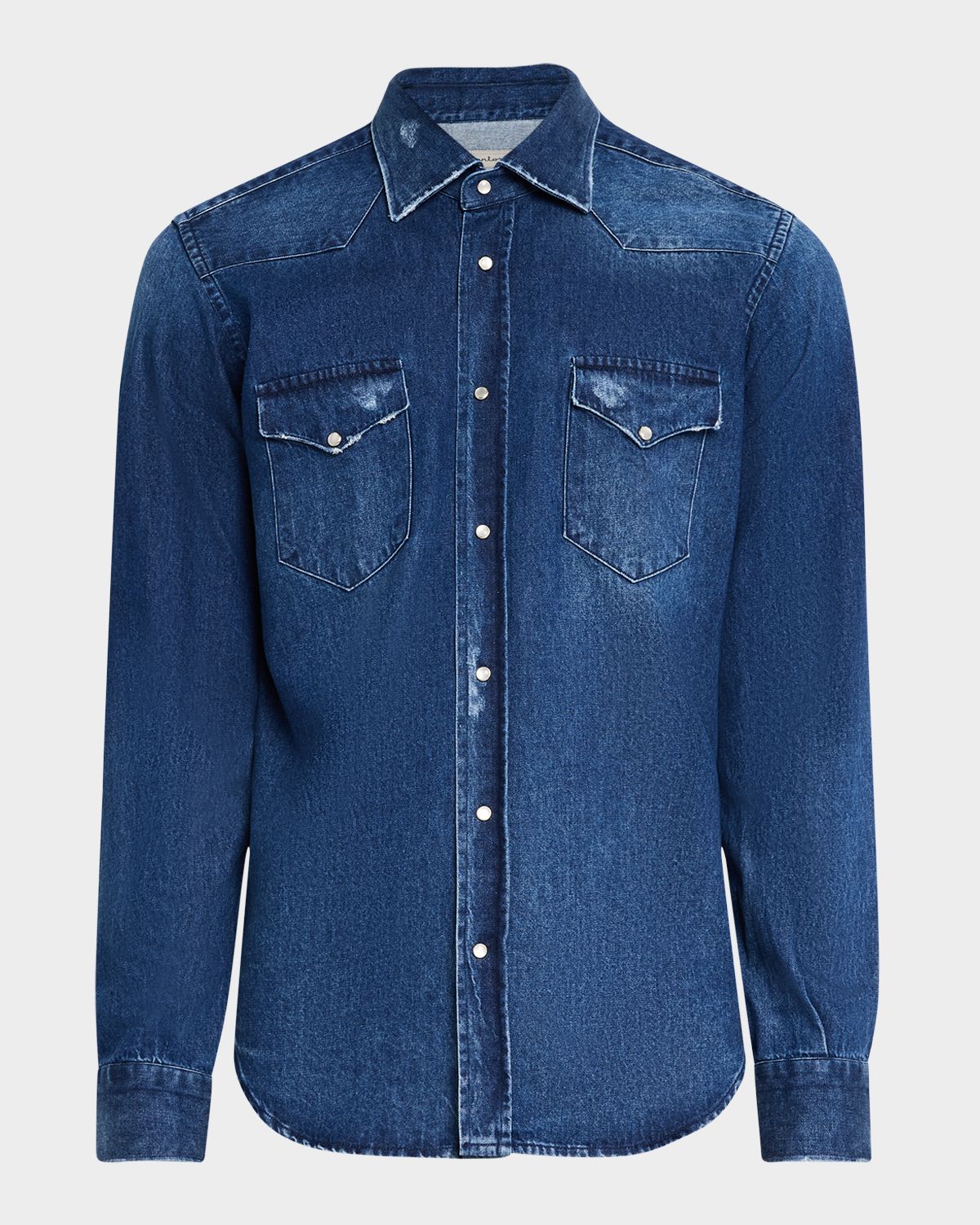 Sartorio Men 's Dark-Wash Denim Western Shirt
