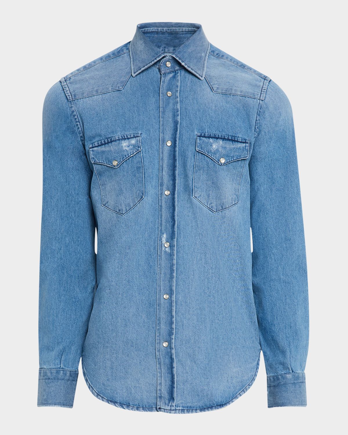 Sartorio Men 's Medium-Wash Denim Western Shirt