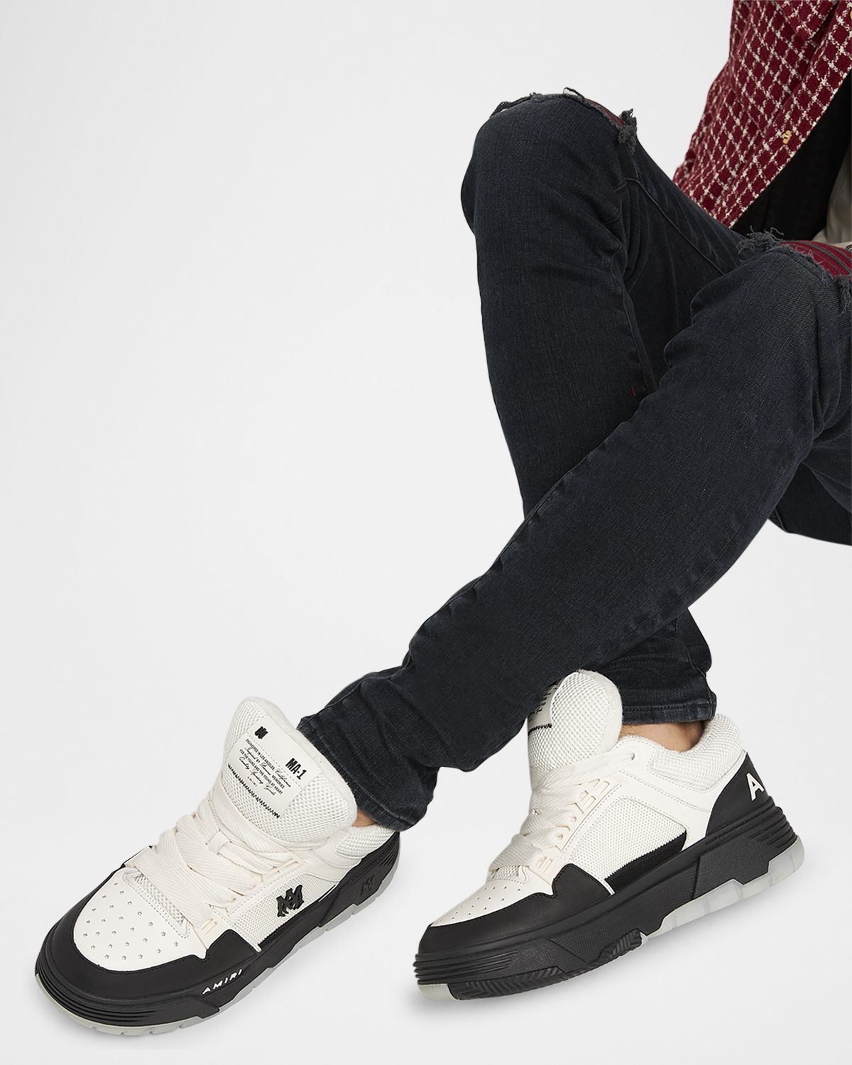 Amiri Men 's MA-1 Leather & Mesh Low-Top Sneakers