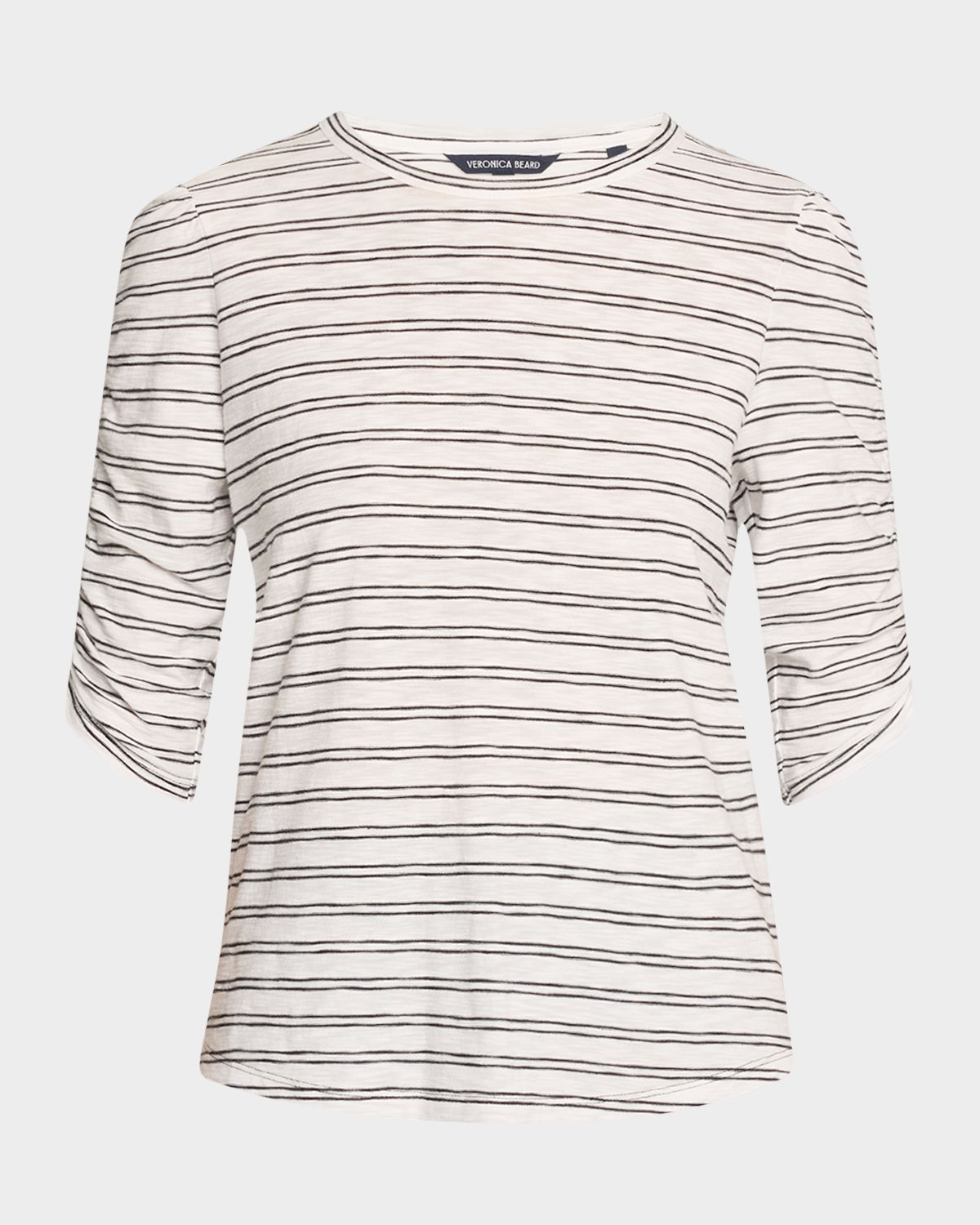 Veronica Beard Waldorf Stripe Ruched-Sleeve Tee | Thumbnail 6