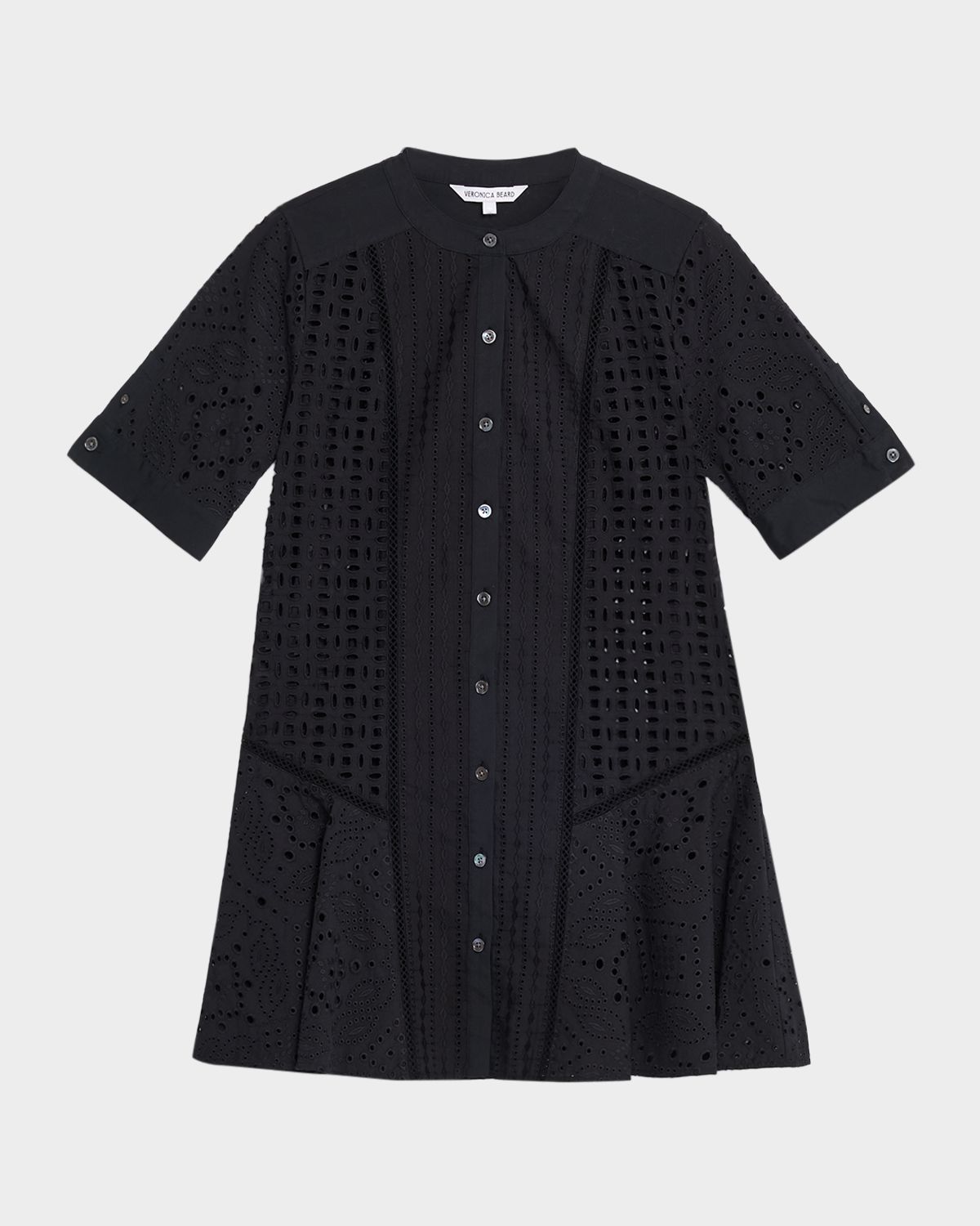 Veronica Beard Dara Short-Sleeve Cotton Eyelet Mini Dress