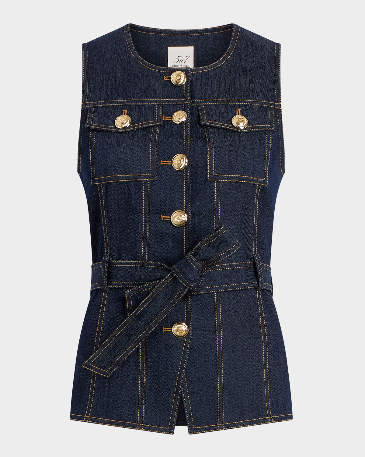 Cinq a Sept Reenee Belted Denim Vest | Thumbnail 4