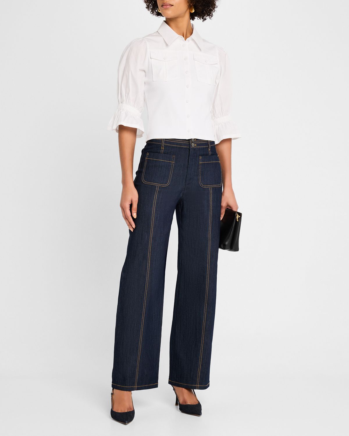 Cinq a Sept Lyric Puff-Sleeve Top