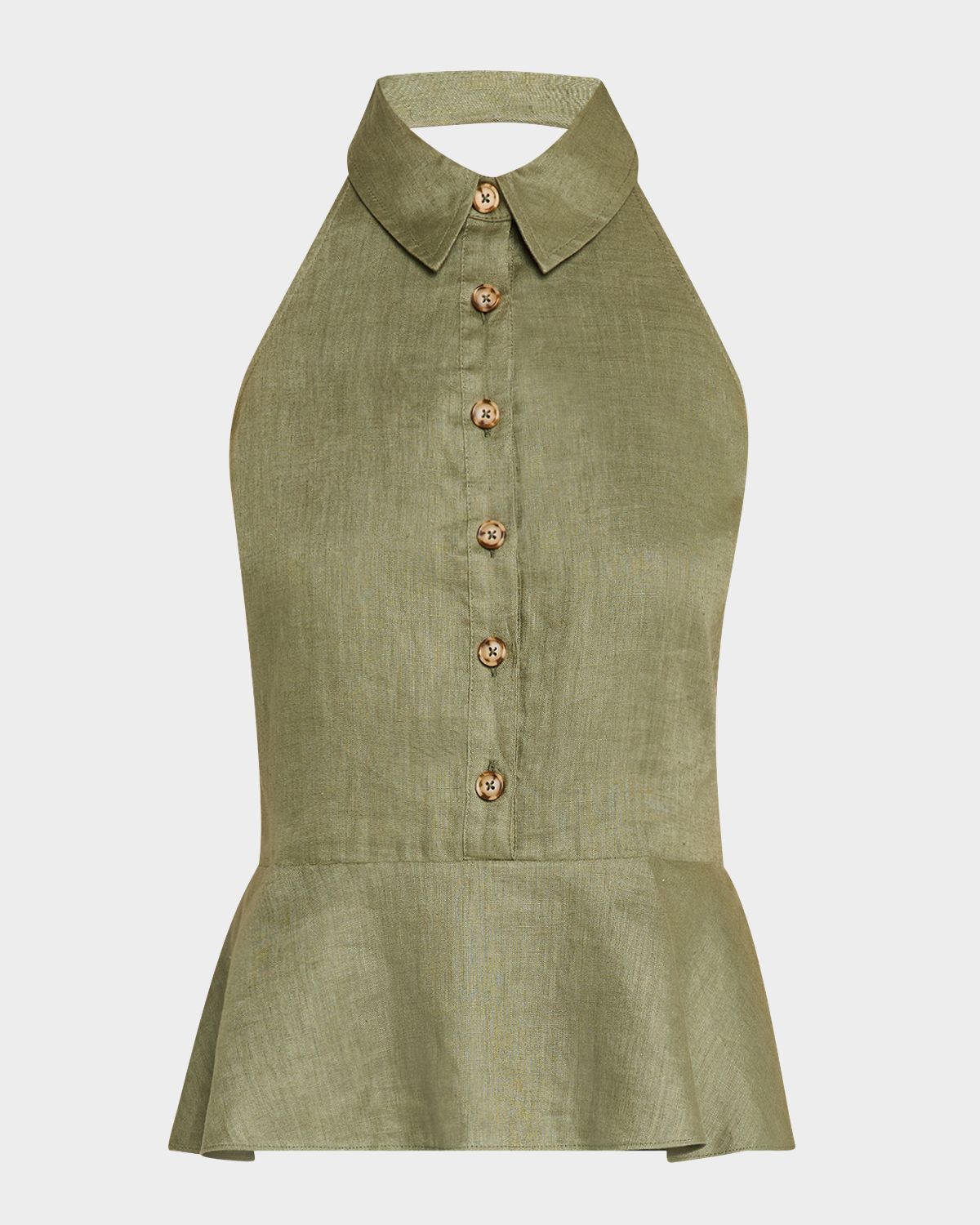 Veronica Beard Lancaster Sleeveless Linen Peplum Top