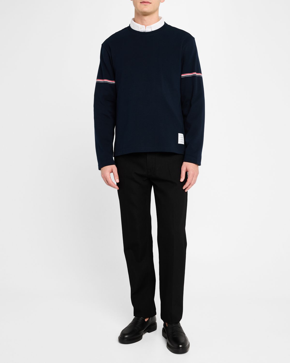 Thom Browne Men 's Interlock T-Shirt with RWB Stripes