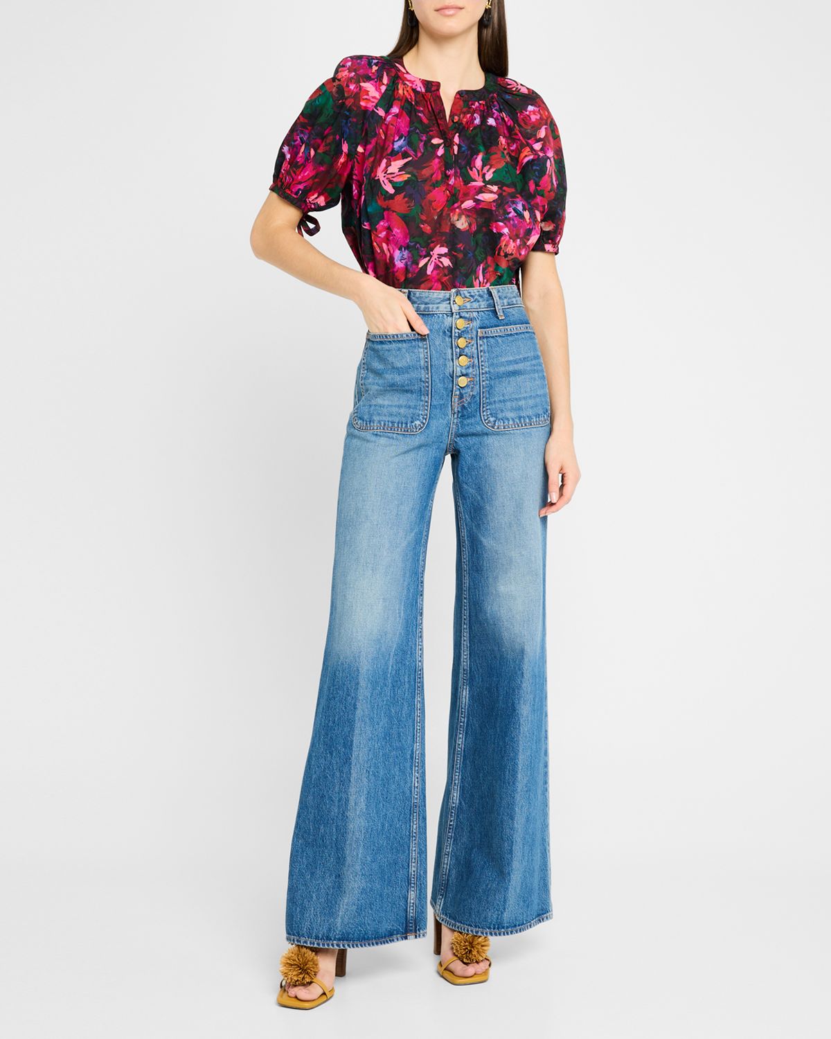 Ulla Johnson Vienne Floral Puff-Sleeve Blouse