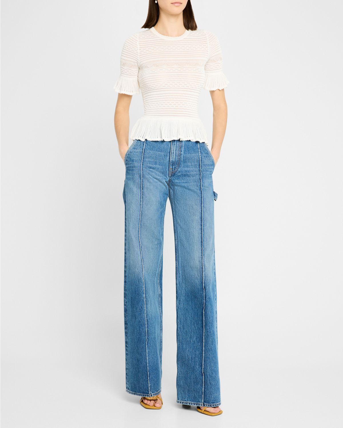 Ulla Johnson Flora Semi-Sheer Textural Knit Top