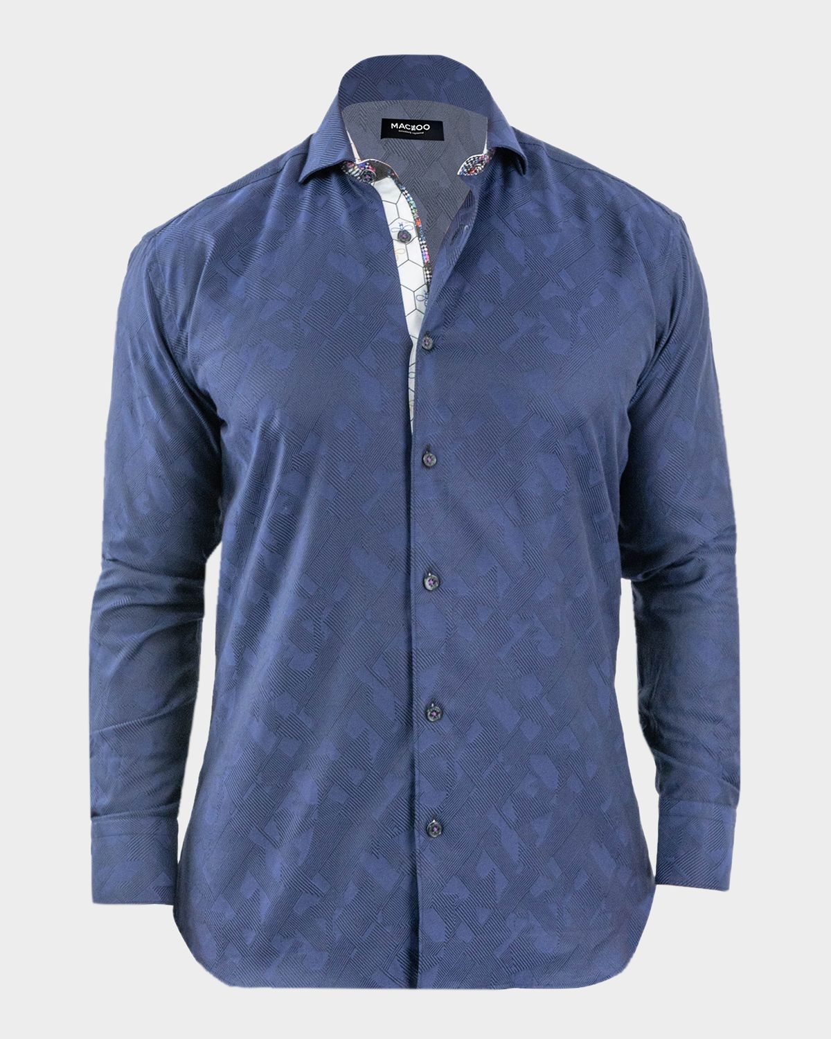 Maceoo Men 's Einstein Jacquard Contrast-Trim Sport Shirt