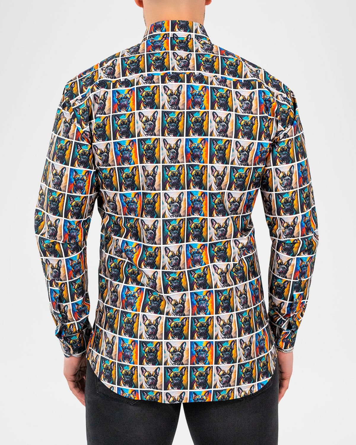 Maceoo Men 's Fibonacci Multicolor Puppy Portrait Sport Shirt