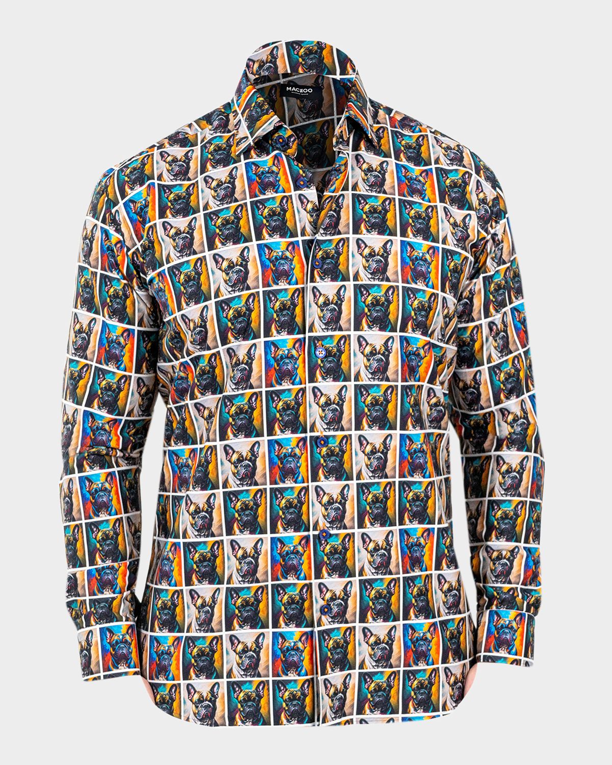 Maceoo Men 's Fibonacci Multicolor Puppy Portrait Sport Shirt | Thumbnail 7 Maceoo Men 's Fibonacci Multicolor Puppy Portrait Sport Shirt | Thumbnail 7
