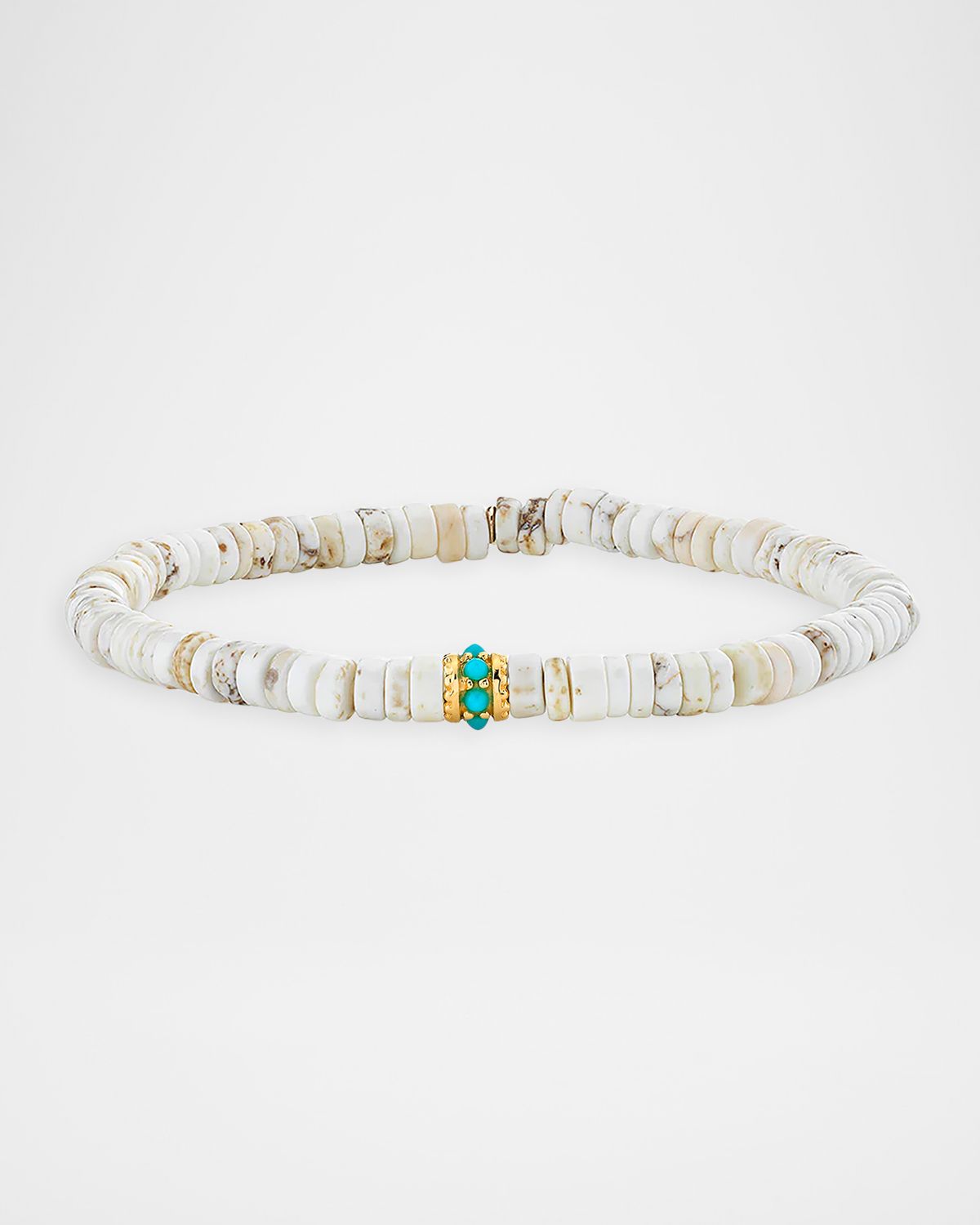 Sydney Evan White Turquoise Bead Bracelet with 4mm Turquoise Pavé Rondelle