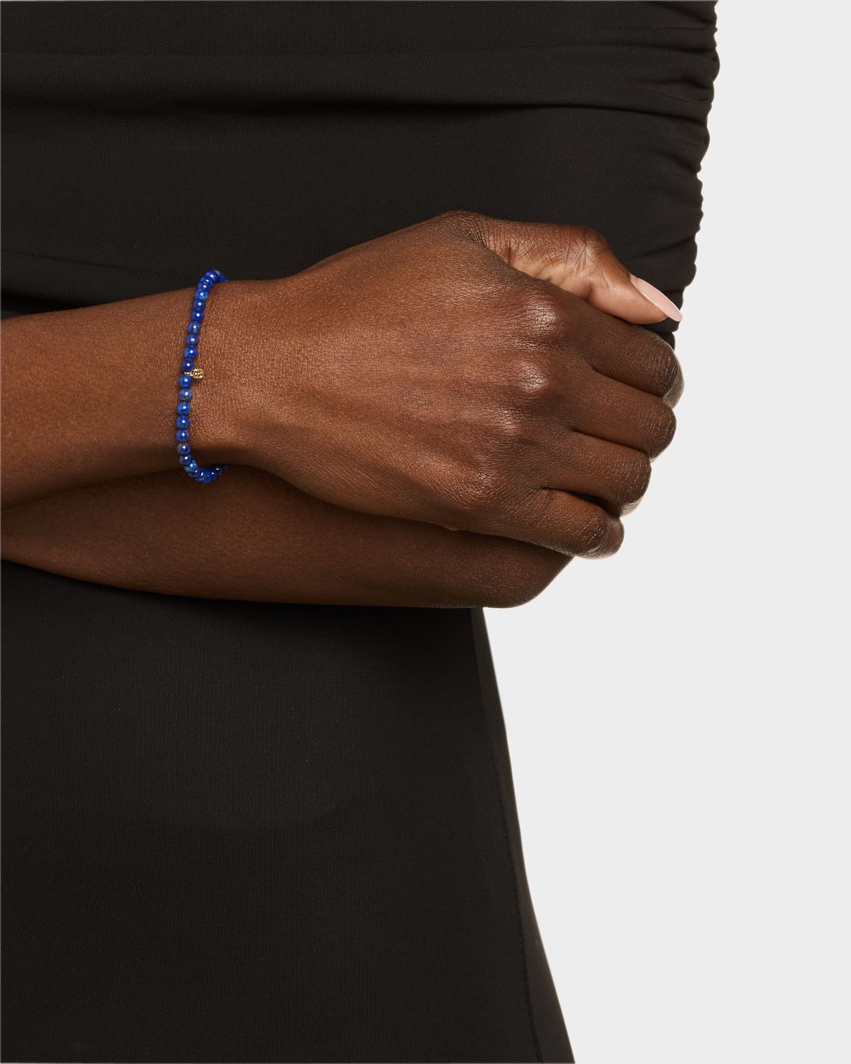 Sydney Evan Smooth Lapis Lazuli Bead Bracelet with 4mm Pavé Diamond Rondelle