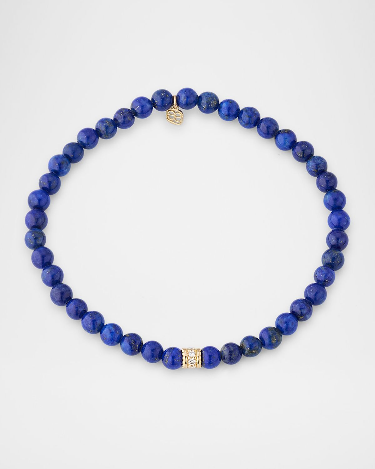 Sydney Evan Smooth Lapis Lazuli Bead Bracelet with 4mm Pavé Diamond Rondelle