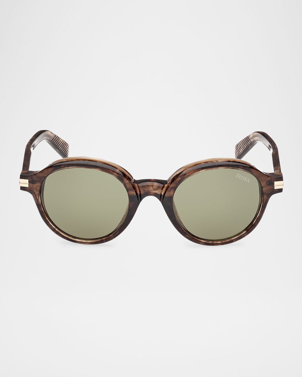ZEGNA Men 's Round Acetate Sunglasses
