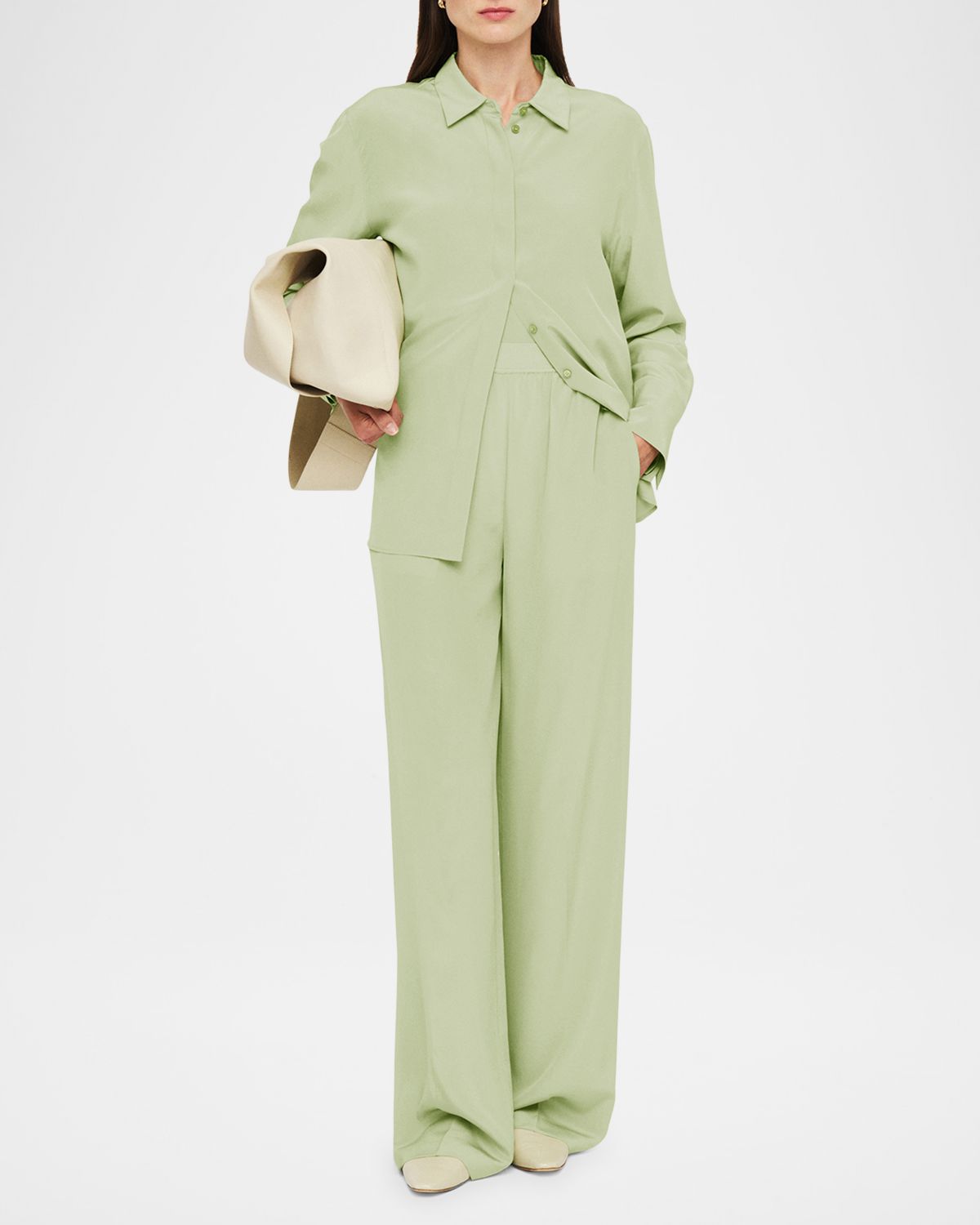 Joseph Hulin Wide-Leg Silk Crepe De Soie Trousers