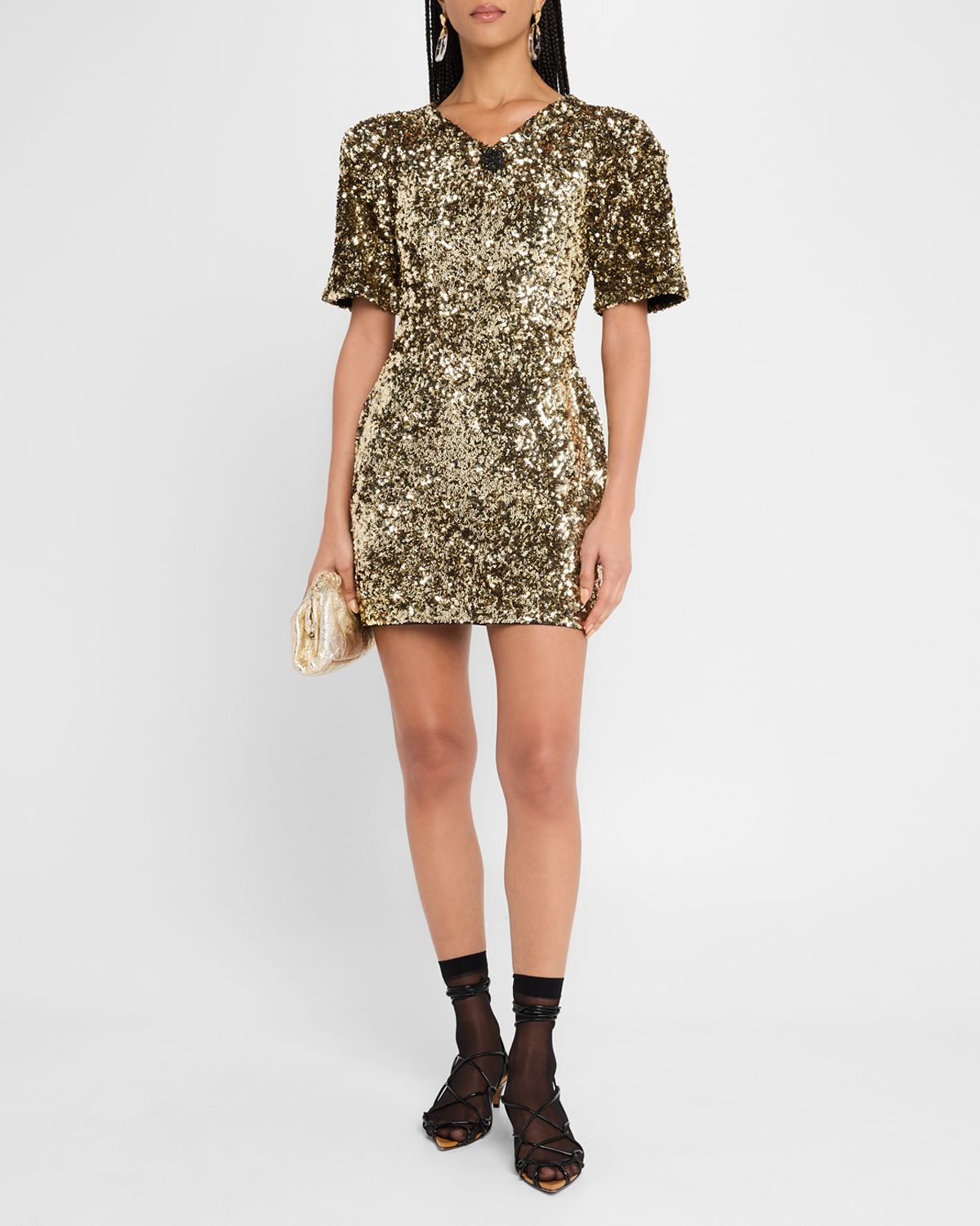 Marc Jacobs V-Neck Sequin Knit Mini Dress
