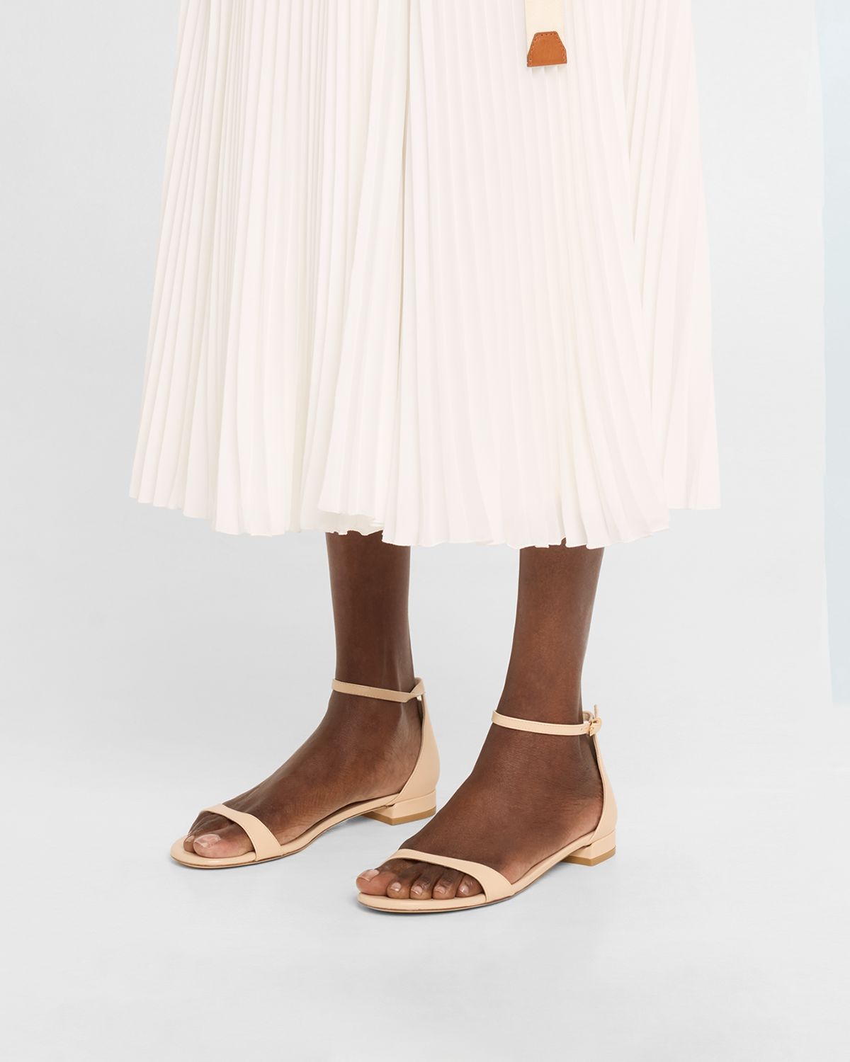 Stuart Weitzman Nudist Leather Ankle-Strap Sandals