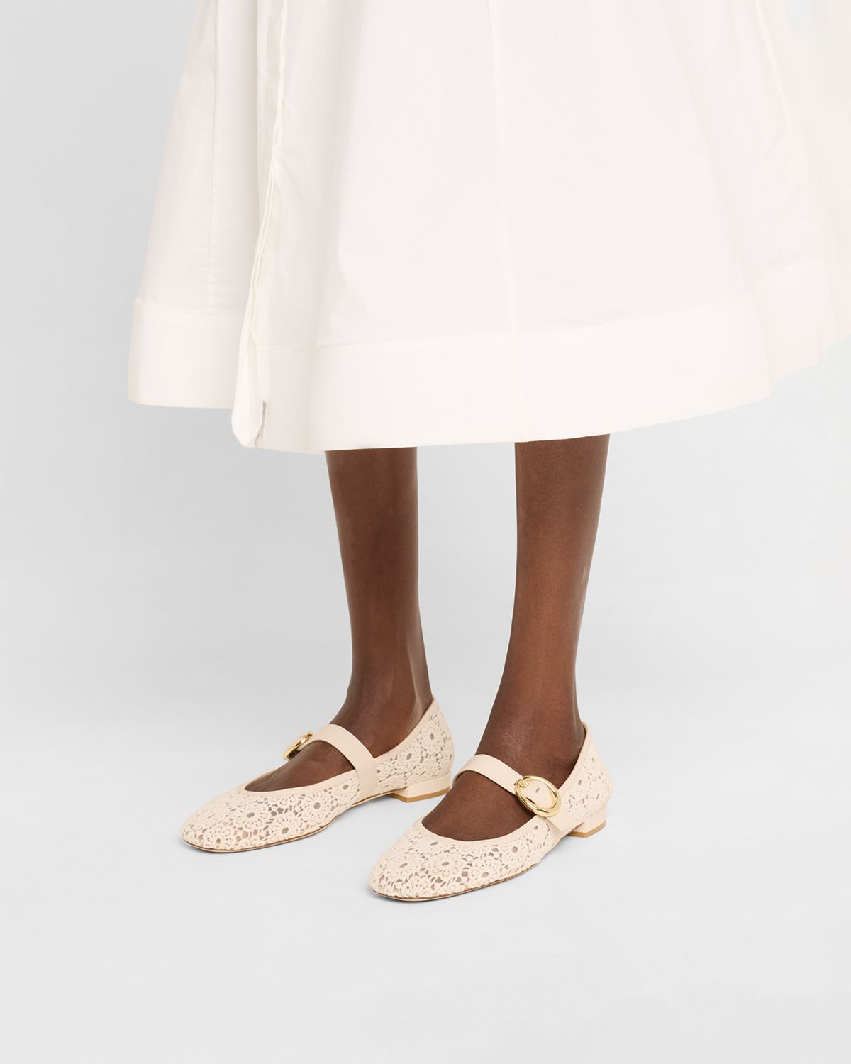 Stuart Weitzman Arabella Cotton Mary Jane Ballerina Flats