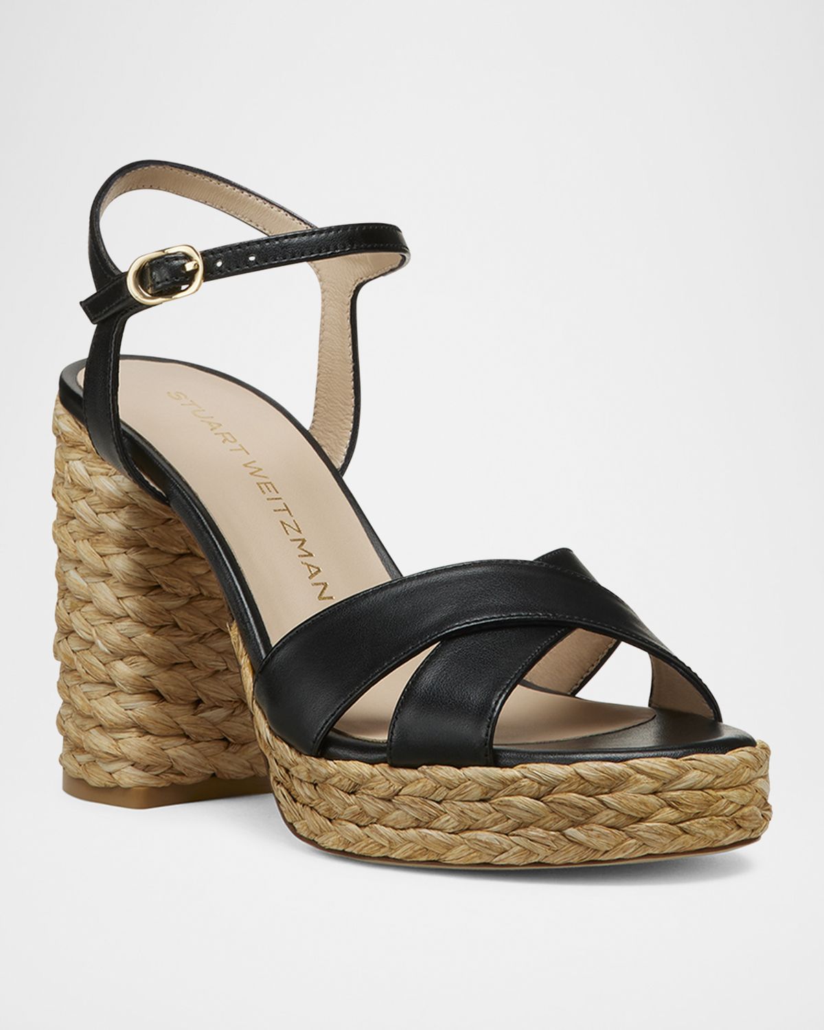 Stuart Weitzman Dayna Leather Crisscross Platform Sandals