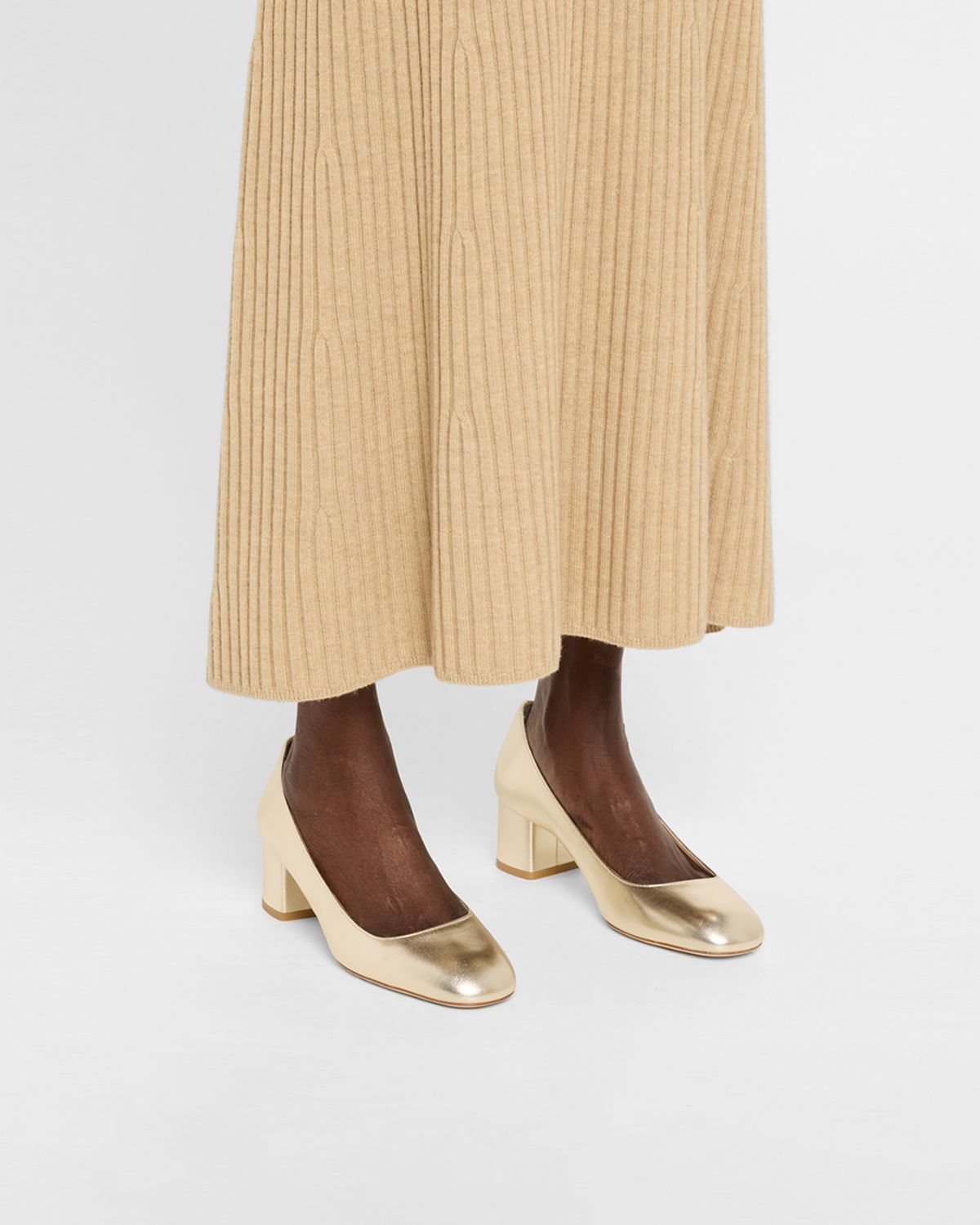 Stuart Weitzman Maeve Metallic Block-Heel Pumps