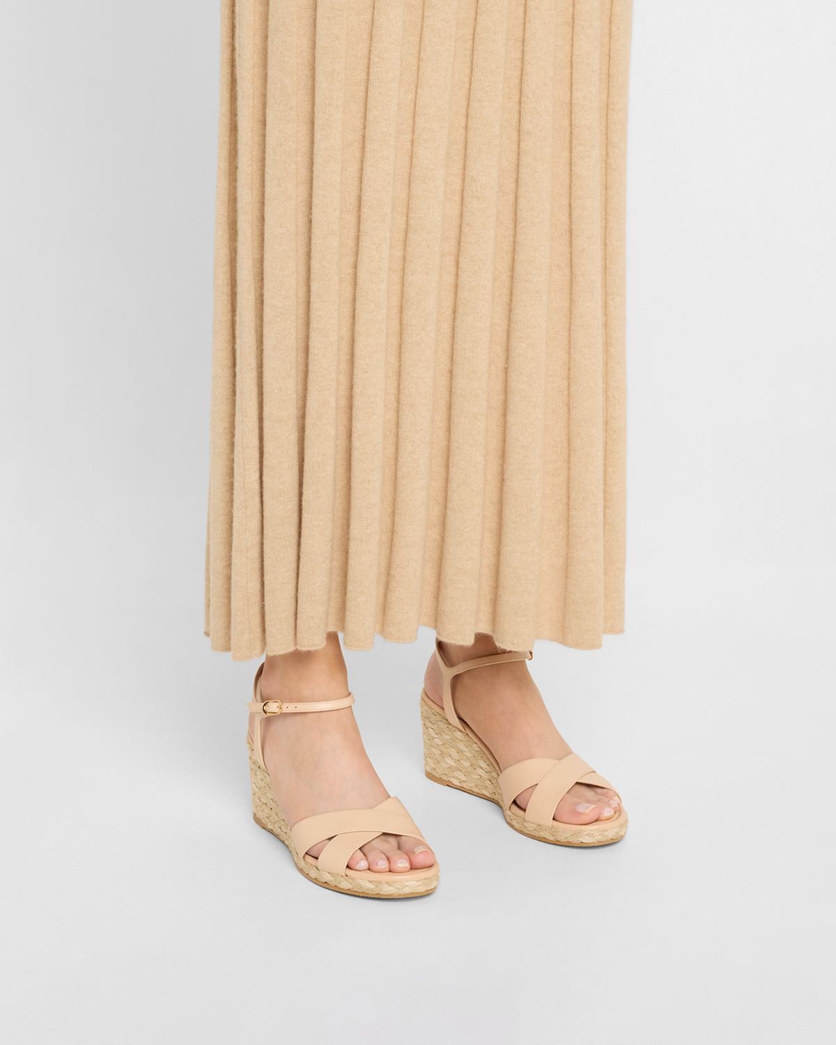 Stuart Weitzman 65mm Dayna Leather Crisscross Espadrille Sandals